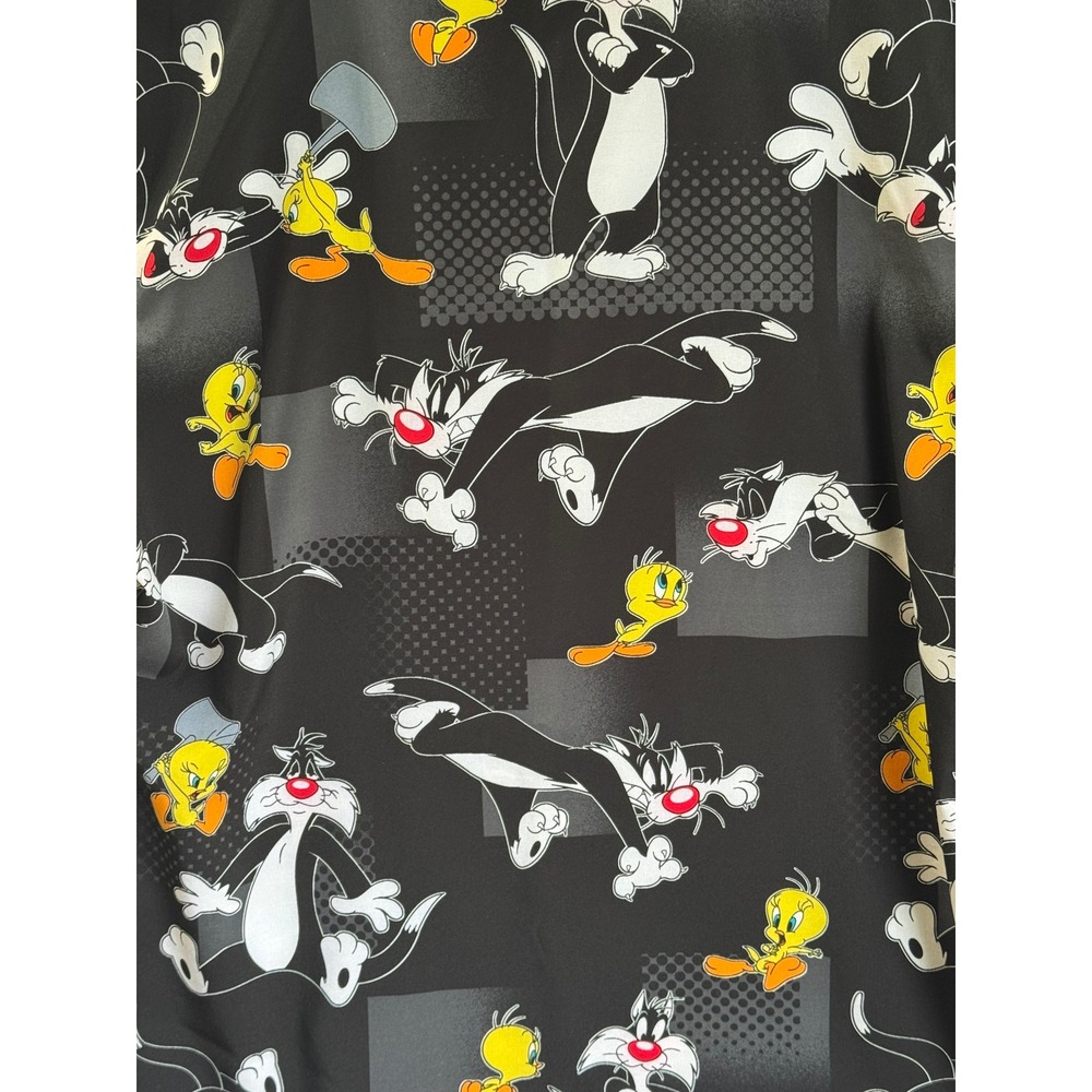 Looney Tunes Scrub Top Medium Sylvester Tweety Cartoon Medical Uniform - Picture 7 of 7